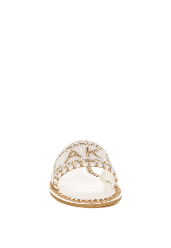 Hot Hub Beaded Lake Como Flat Slip Ons