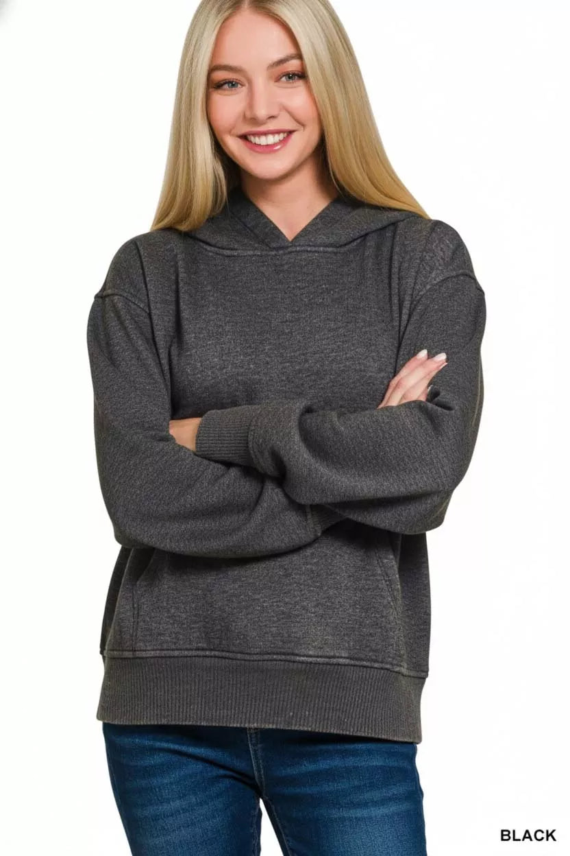 Fleece Acid Wash Kangaroo Pocket Hoodie