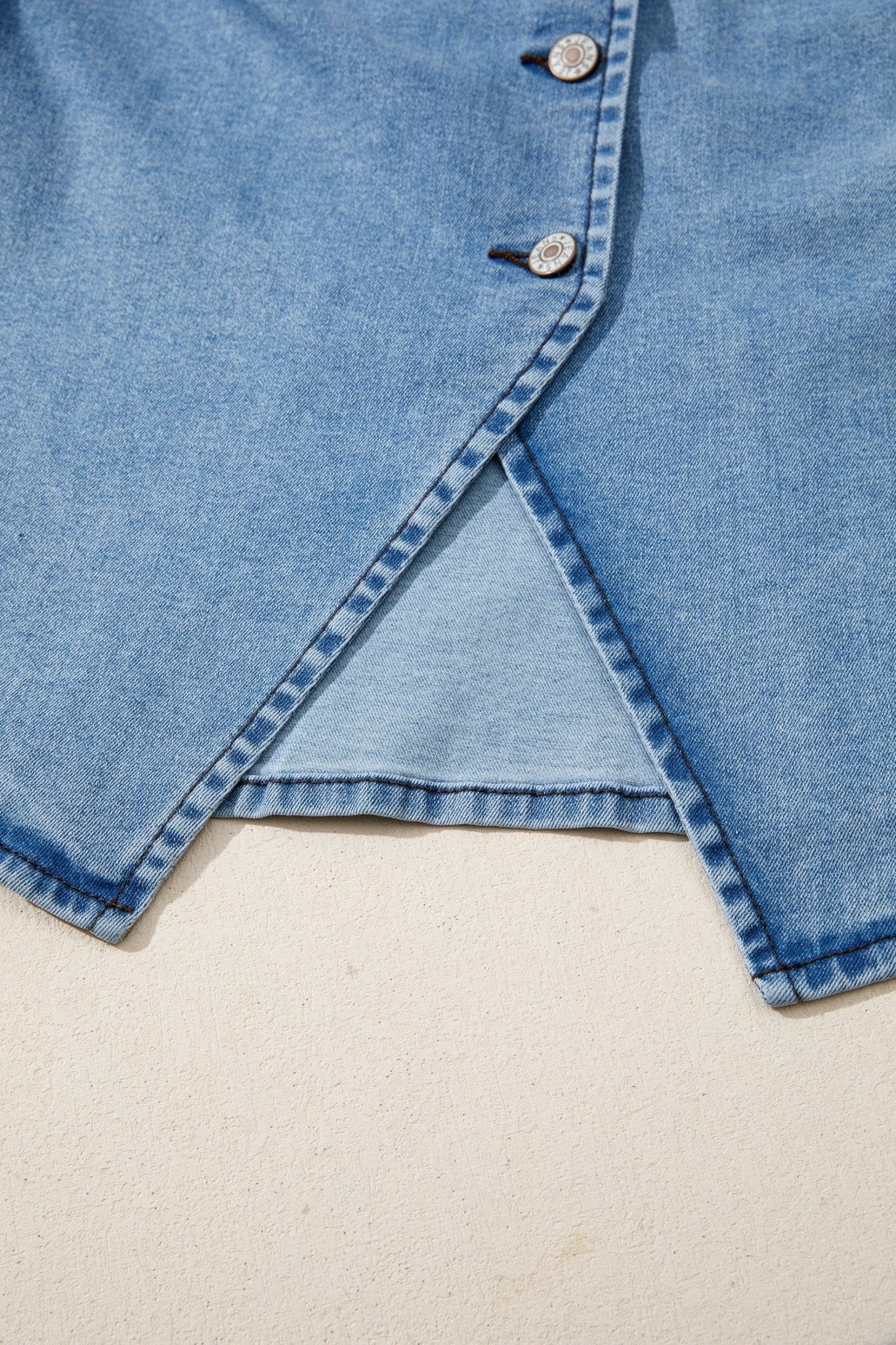 Myosotis Buttoned Front Slit Denim Vest - Loving It Shop