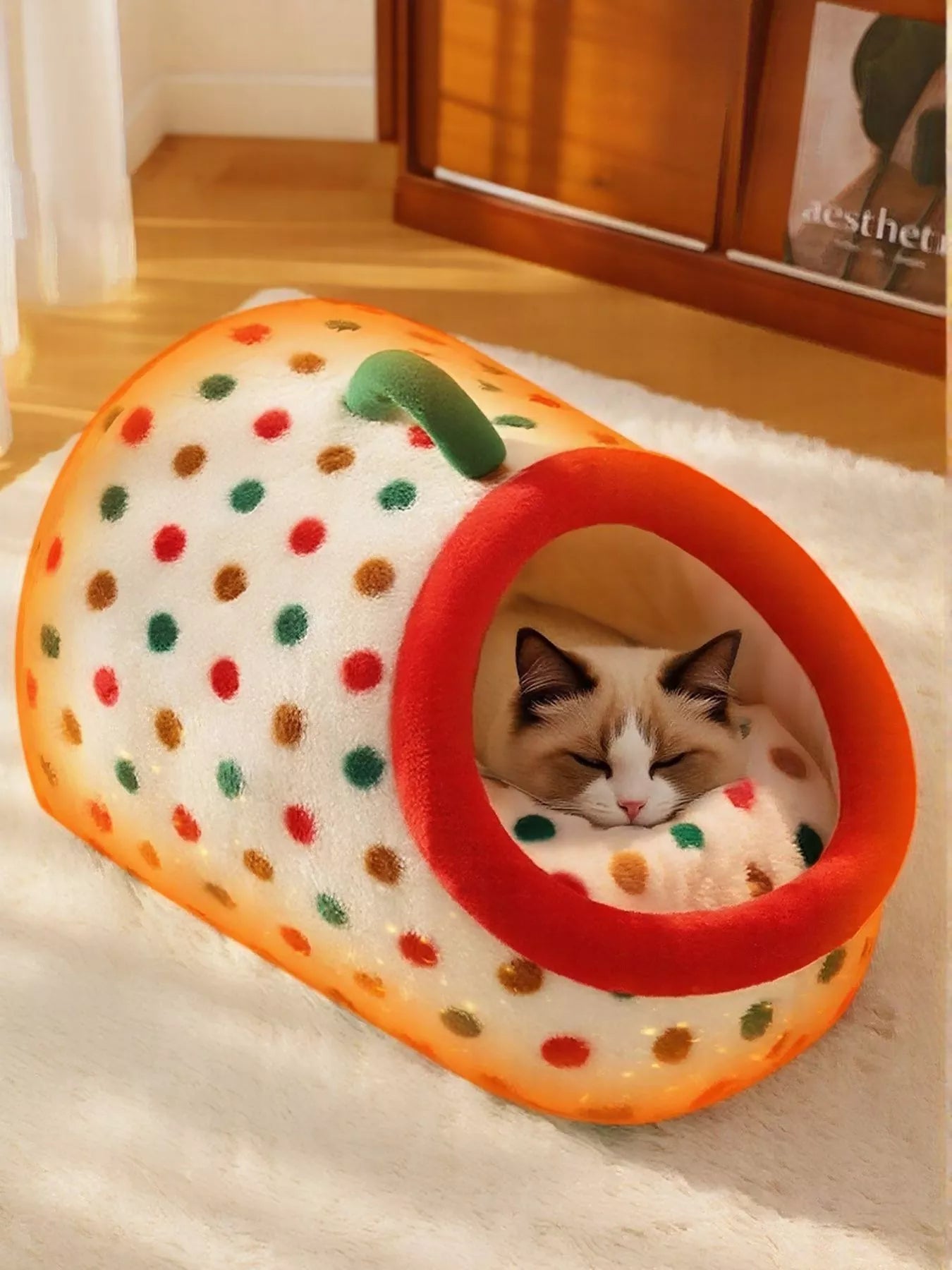 Cozy Polka Dot Pet Nest with Handle - Loving It Shop