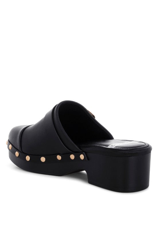 Pinto Studded Genuine Leather Clogs
