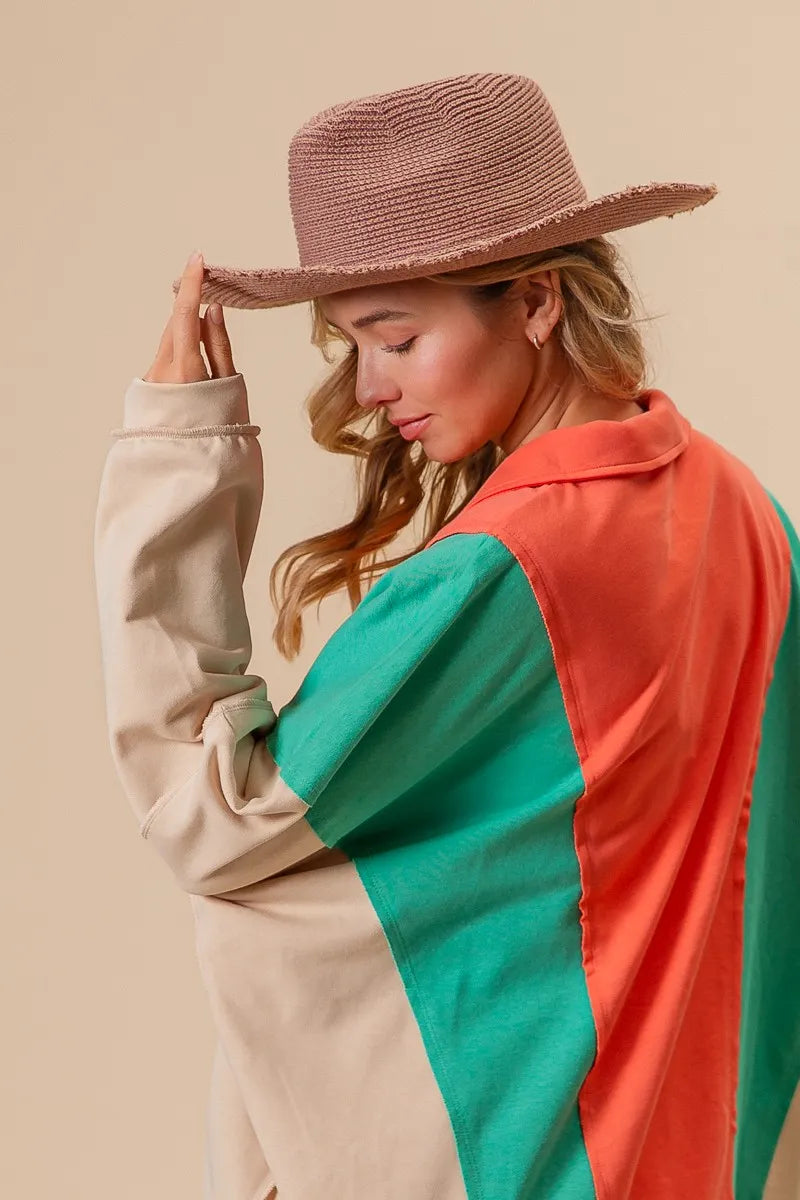 Colorblock Exposed Seam French Terry Sweatshirt