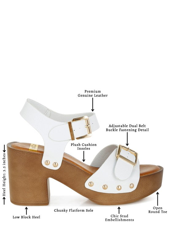 Ompasa Genuine Leather Clog Sandals