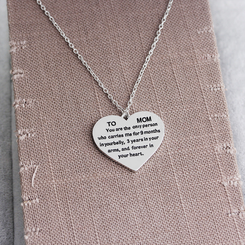 Heart-Shaped Engraved Necklace for Mother&