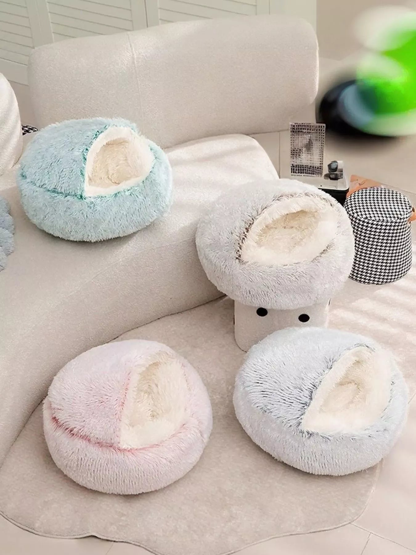 Round Plush Calming Pet Nest - Loving It Shop