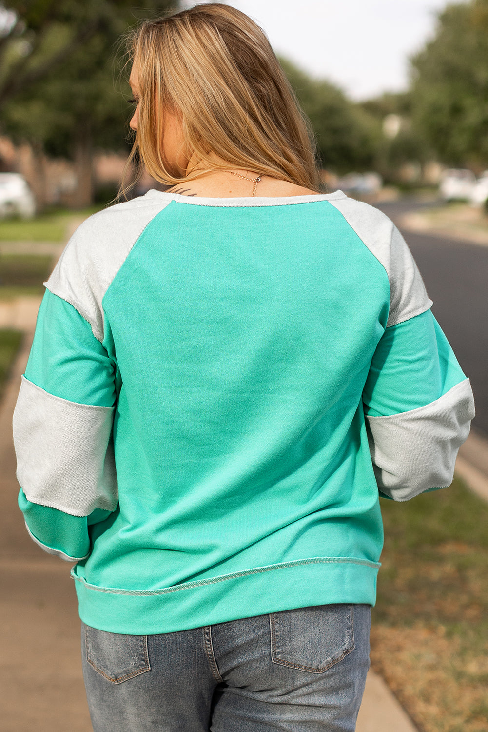 Colorblock Patchwork Cross Seam Plus Sweatshirt