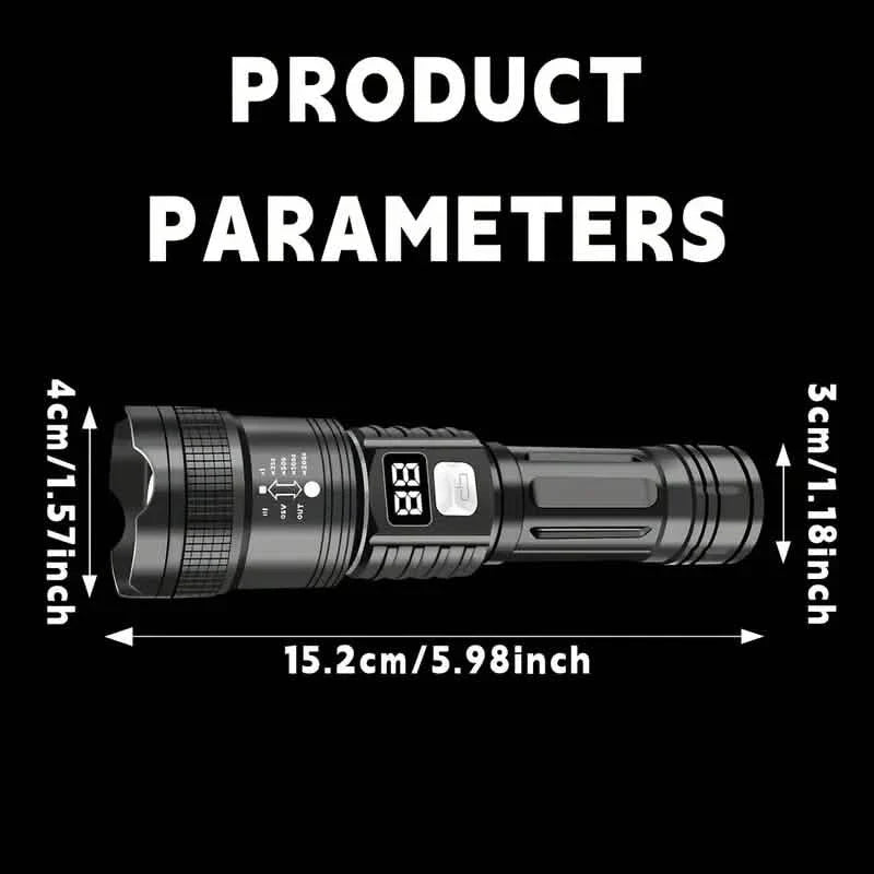 Ultra-Bright Tactical LED Flashlight – 3 Modes, USB Rechargeable, 600 Lumen, Outdoor, Hiking &amp; Camping