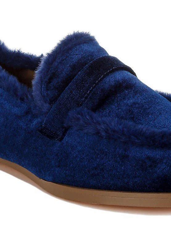 Bastian Fur Detail Velvet Loafers - Loving It Shop
