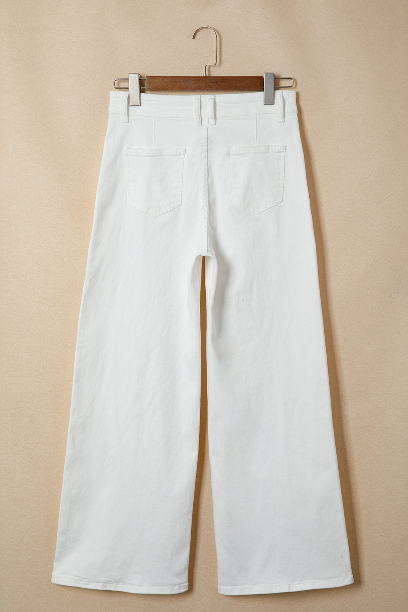 White Solid Color Loose Casual Jeans - Loving It Shop