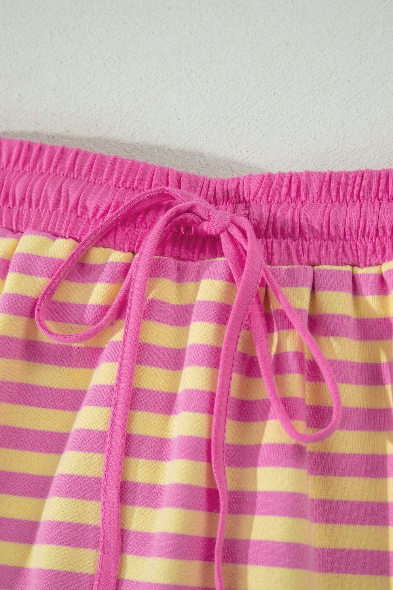 Pink Stripe Loose Short Sleeve Top and Skirt Set - Loving It Shop