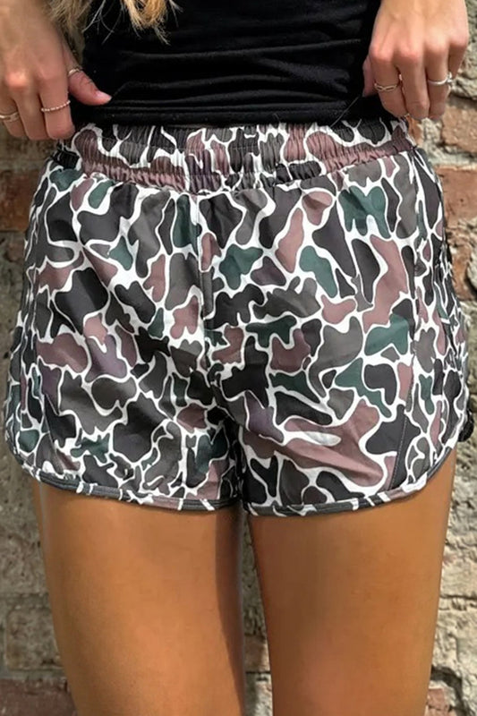 Multicolour Camouflage Print Athletic Lined Shorts - Loving It Shop