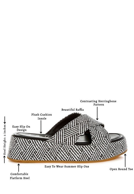 Modura Raffia Flatform Slip Ons