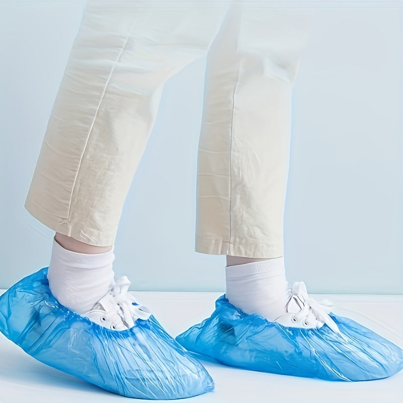 100-Pack: Disposable Plastic Shoe Covers – Waterproof &amp; Slip-Resistant
