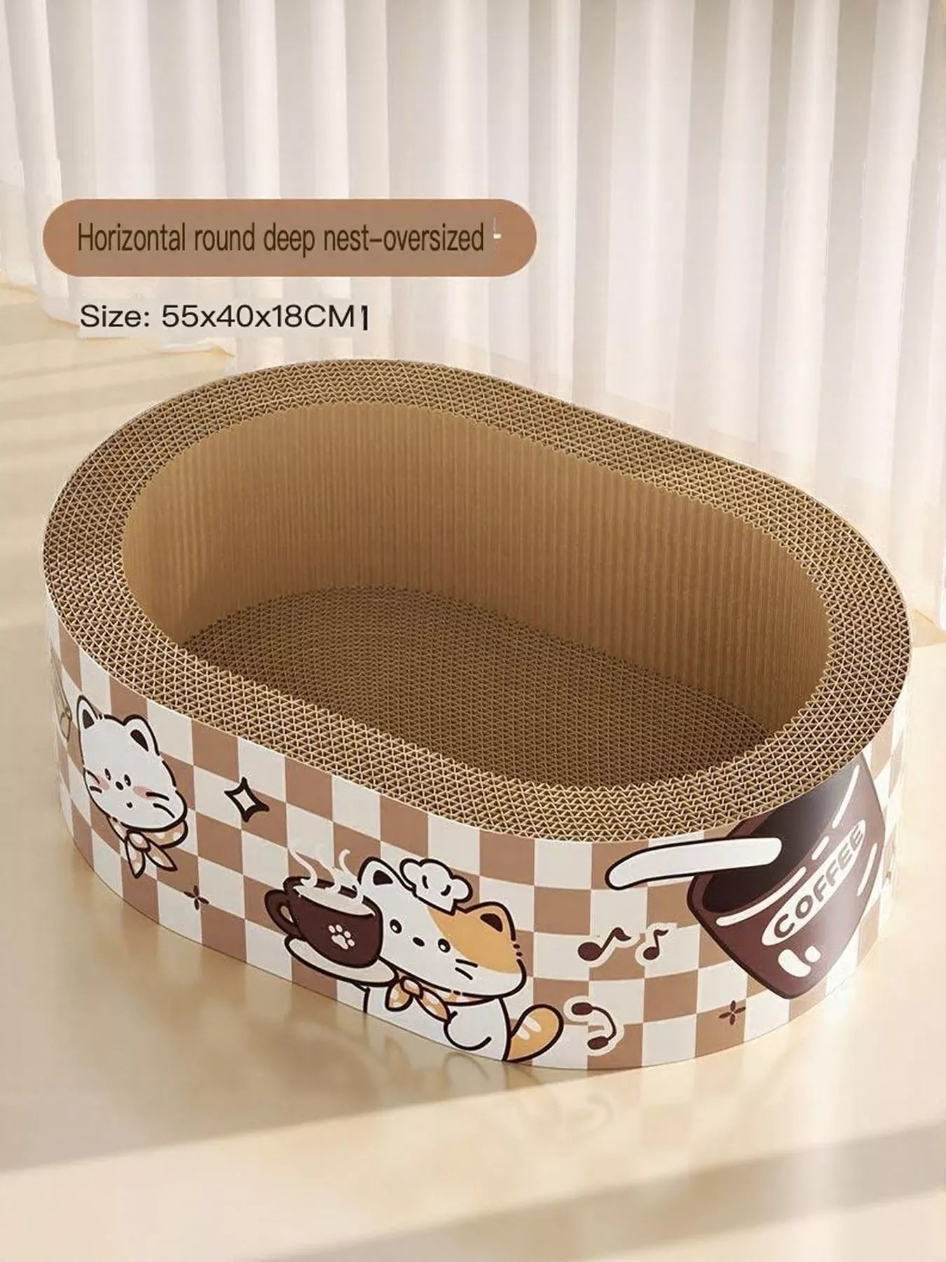 Wear - Resistant Cat Scratching Lounge Bed with Cartoon Design - Loving It Shop