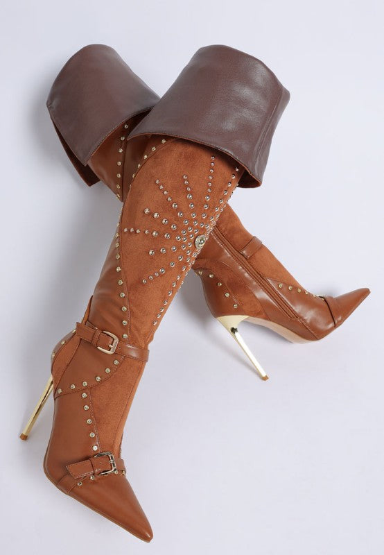 Medira Pointed Toe Embellished Stiletto Boots
