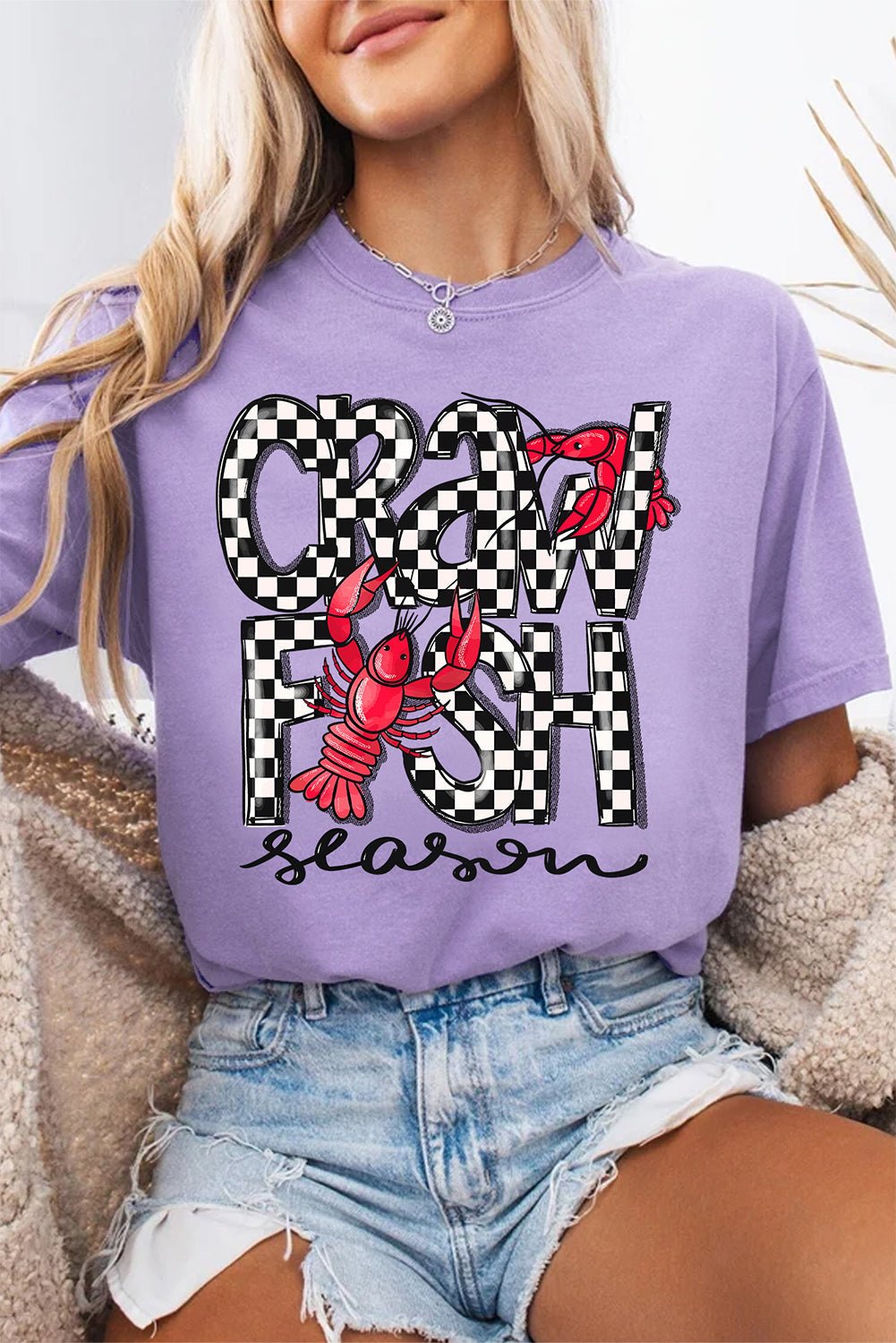 Wisteria Craw Fish Season Graphic Short Sleeve Top - Loving It Shop