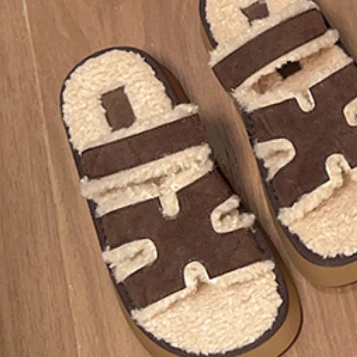 Fluffy Platform Velcro Slippers - Loving It Shop