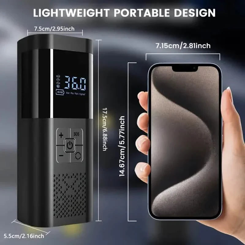 Portable Electric Tire Inflator – 150PSI Air Compressor with Digital Gauge &amp; LED Light
