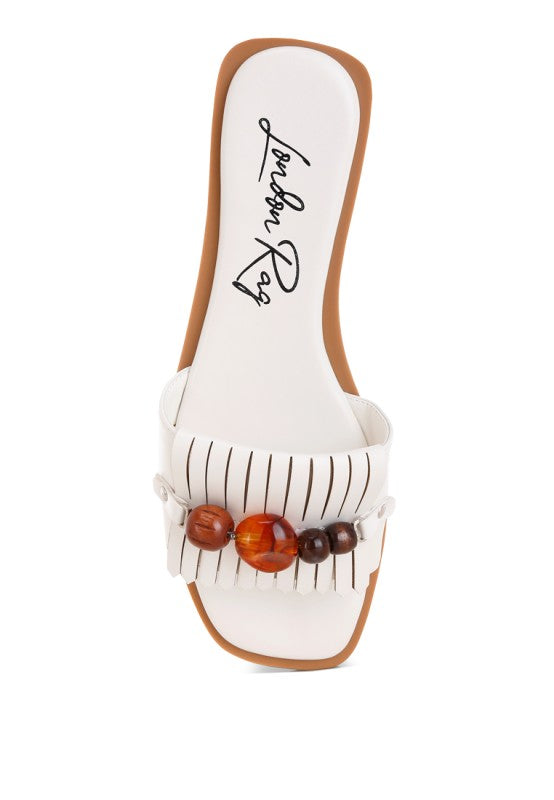 Nakasa Beaded Faux Leather Slip Ons
