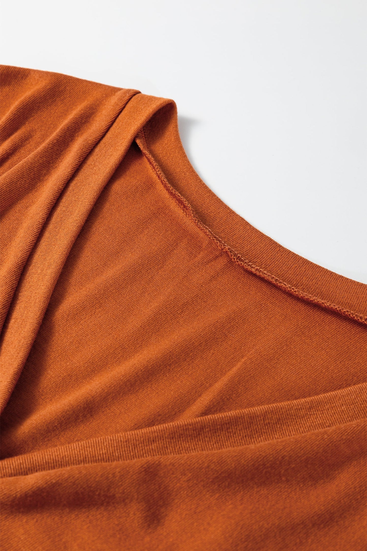 Grapefruit Orange Contrast Stitching Buttoned V Neck Half Sleeve Top and Drawstring Flare Pants Set