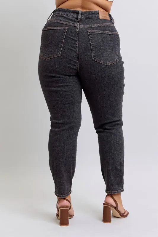 Full Size Mid Rise Tummy Control Slim Jeans Plus Size