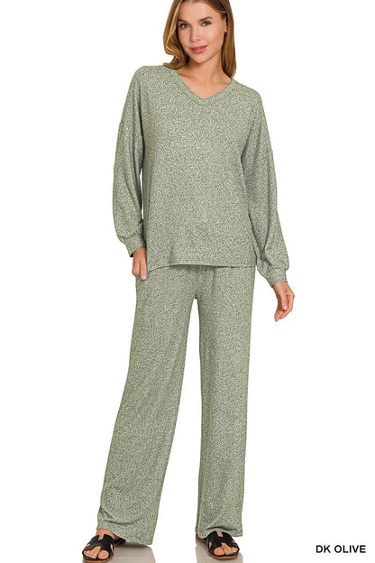 Soft Melange Long Sleeve Tee &amp; Pants Set