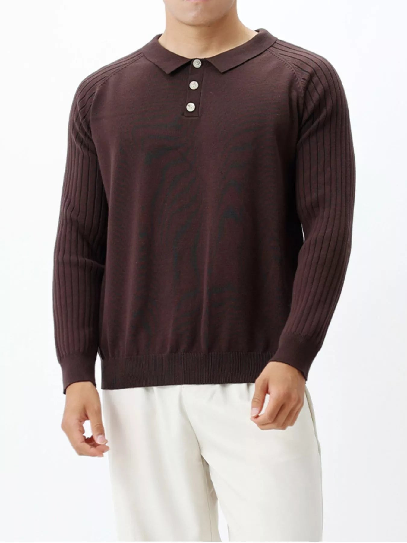 Men's Plus Size Classic Fit Ribbed Sleeve Knit Top - Loving It Shop
