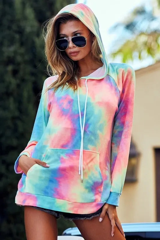 Tie Dye French Terry Hoodie with Kangaroo Pocket