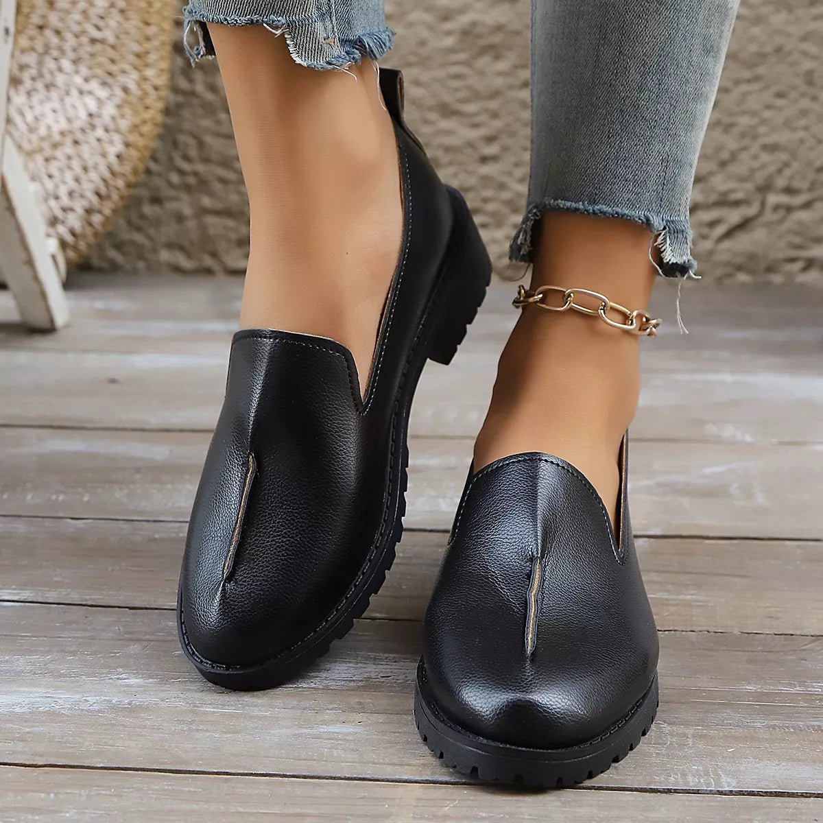 Round Toe Block Heels Loafers - Loving It Shop