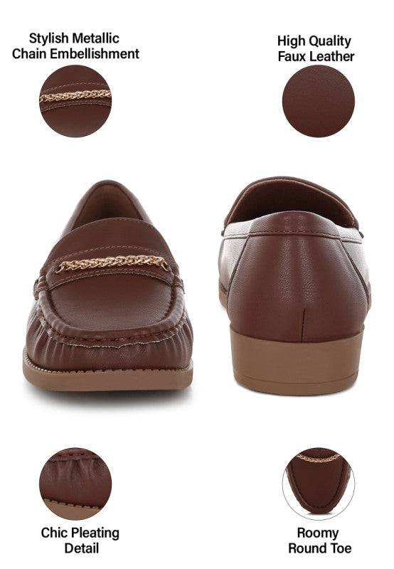 Nemunk Metallic Chain Detail Loafers