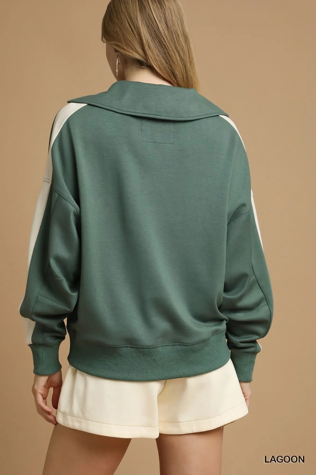 Contrast Long Sleeve Sweatshirt with Collar