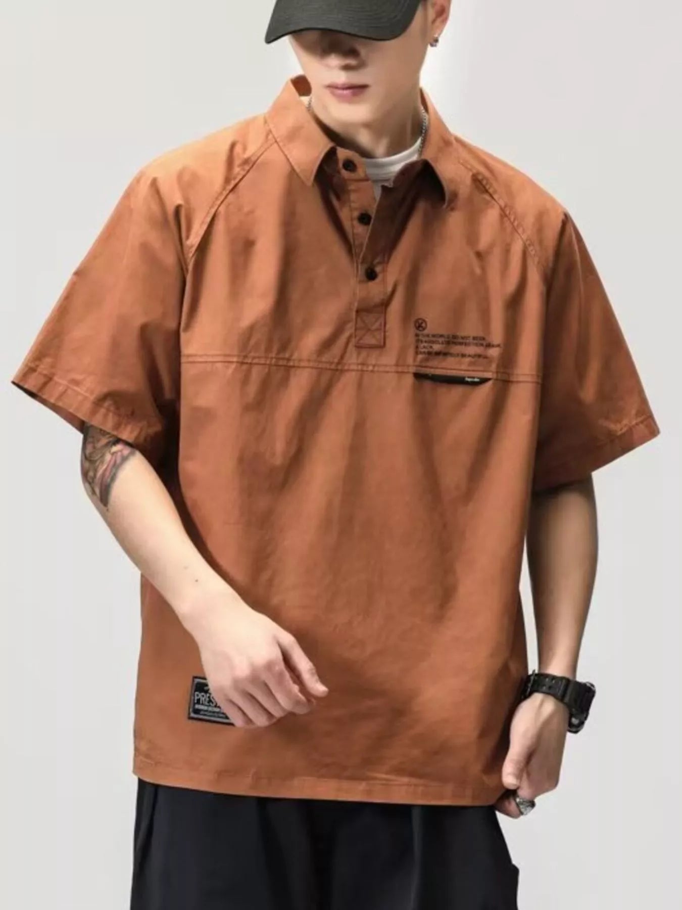 Men's Plus Size Button Detail Half Sleeve Polo