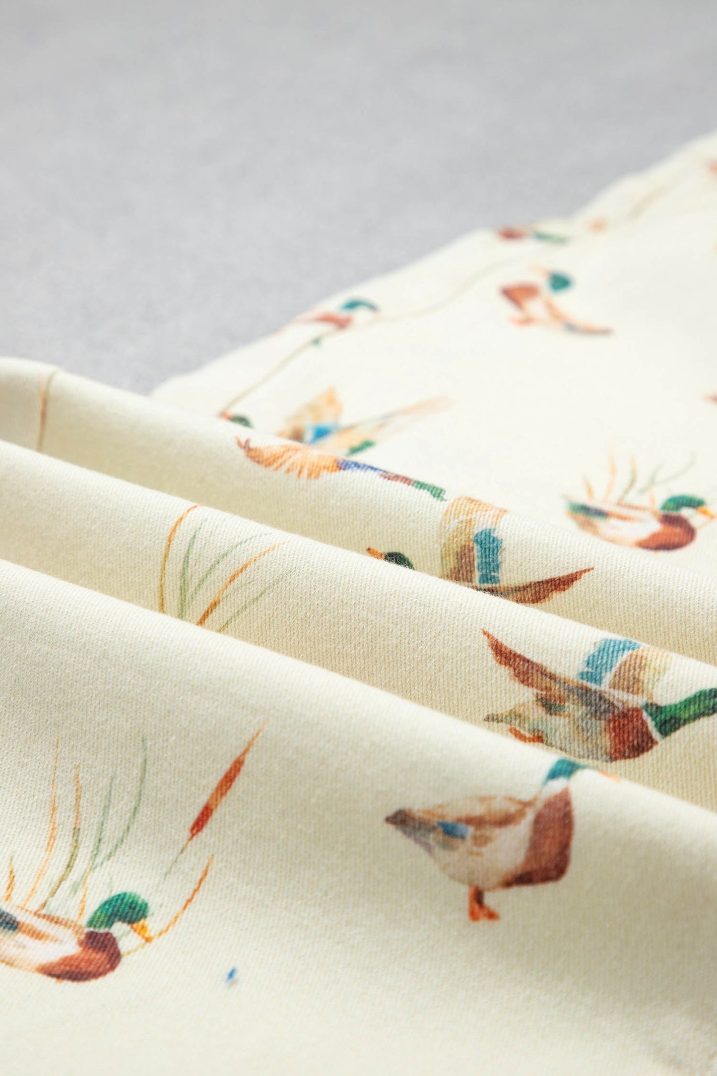 Beige Stylish Mallard Printed Cuffed Hem Shift Jeans - Loving It Shop