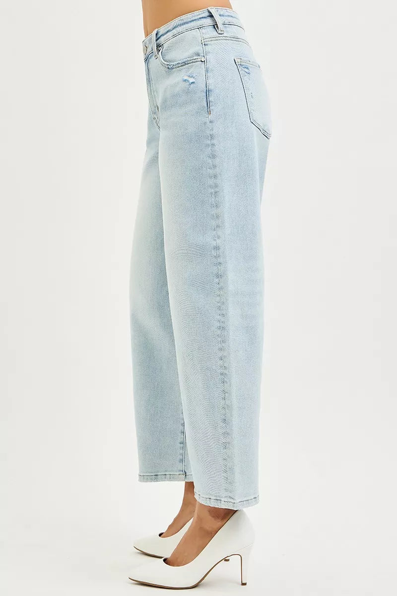 High Rise Crop Barrel Jeans