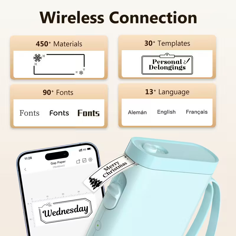 P21 Wireless Thermal Label Maker – Portable USB Printer with Paper Roll, Rechargeable &amp; Ink-Free