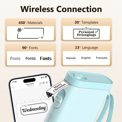 P21 Wireless Thermal Label Maker – Portable USB Printer with Paper Roll, Rechargeable &amp; Ink-Free