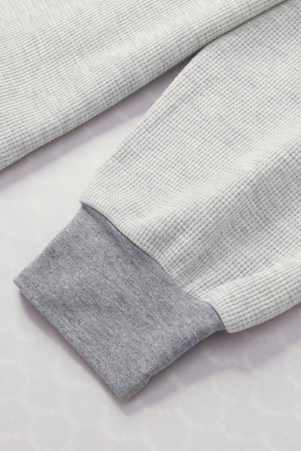 Gray Exposed Seam Ribbed Patchwork V Neck Sweatshirt - Loving It Shop