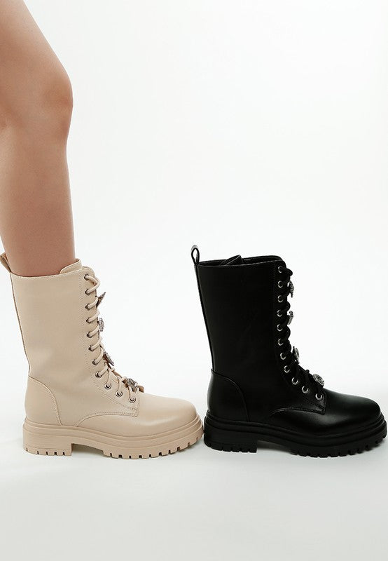 Nimba Rhinestone jewelled Chunky Boots
