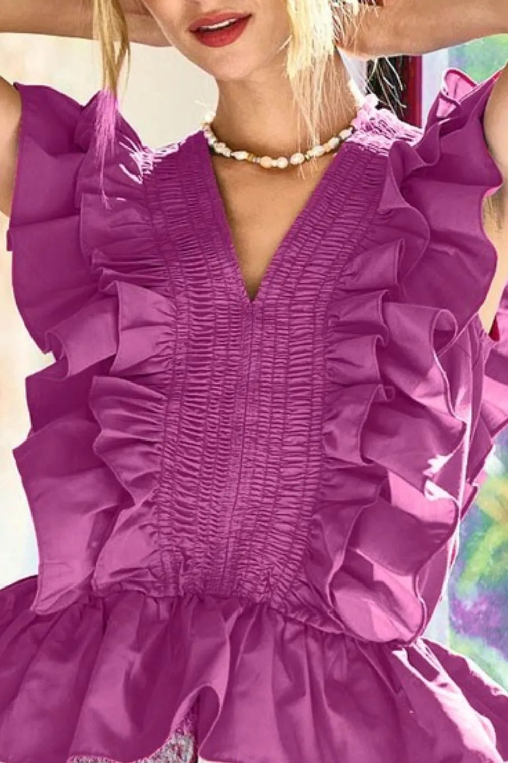 Woven Ruffled Top