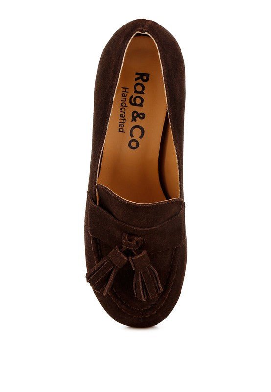 Aloha Tassels Detail Genuine Suede Loafers - Loving It Shop