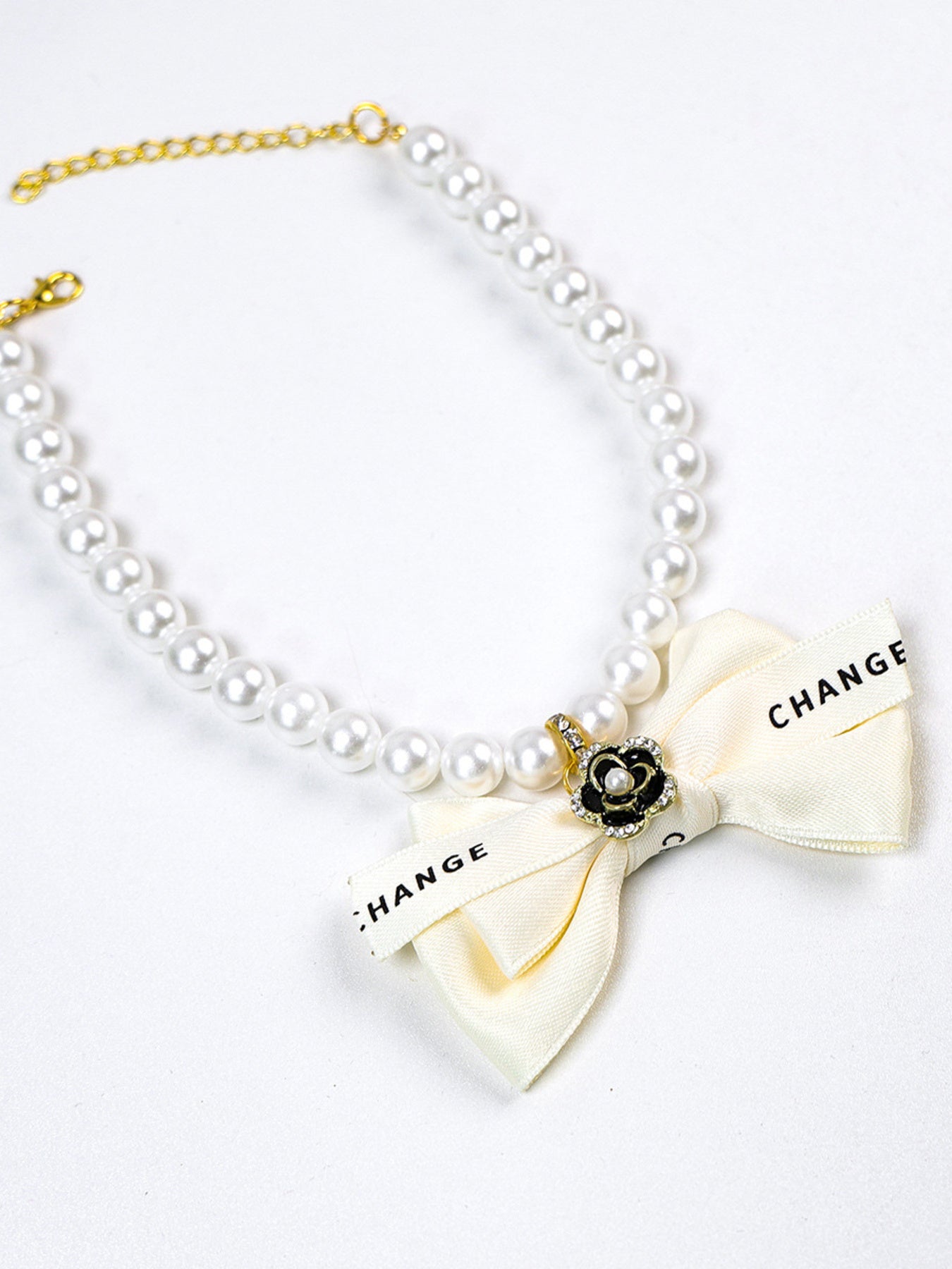 Pearl Bowknot Pet Necklace - Loving It Shop
