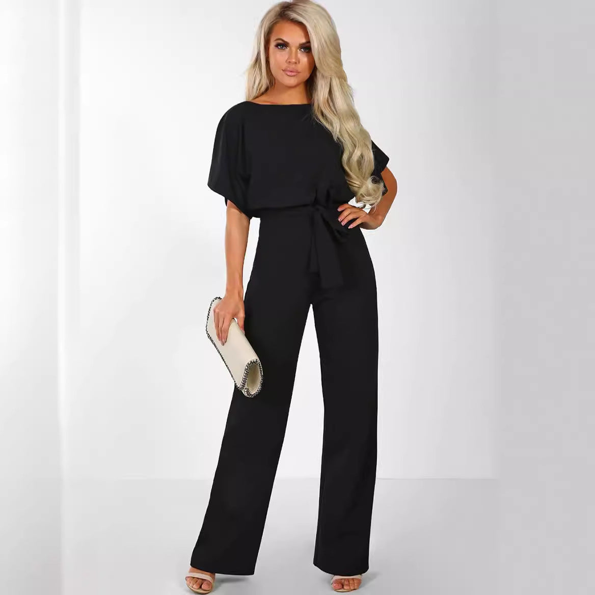 Body E Pagliaccetti Donne Della Tuta Manica Corta Tutina Clubwear Dritto Gamba Della Tuta delle Donne Con La Cinghia Della Tuta Body E Pagliaccetti