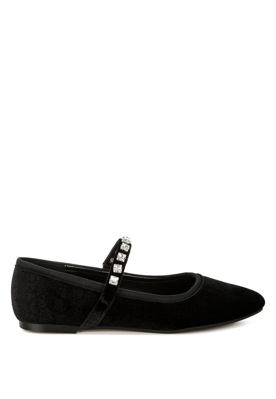 Aralia Velvet Mary Jane Ballerinas