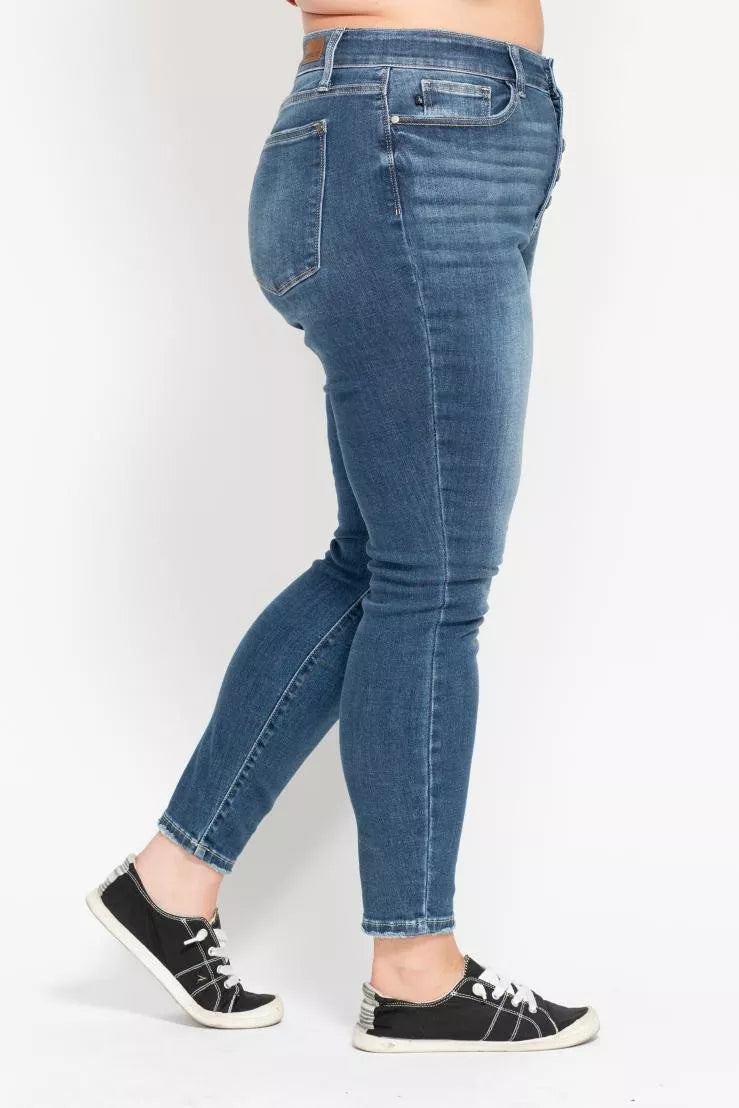 Full Size High Rise Button Fly Skinny Jeans Plus Size