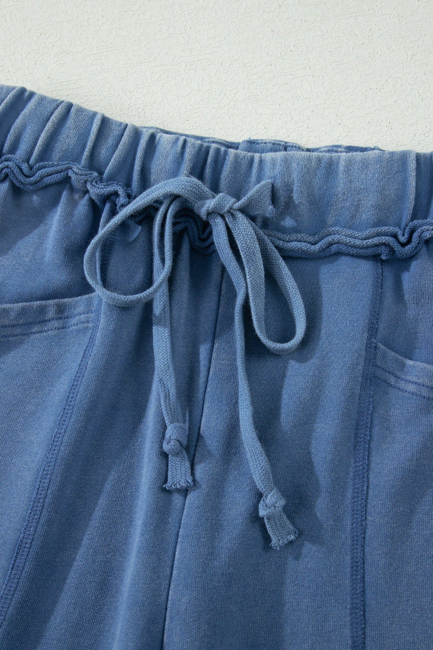 Ashleigh Blue Mineral Wash Drawstring Retro High Waist Wide Leg Western Pants