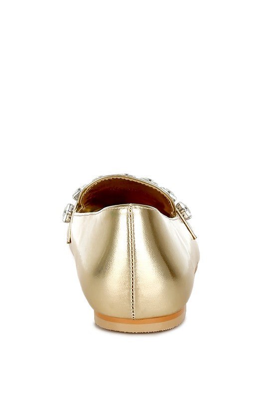 Celosia Metallic Diamante Strap Loafers - Loving It Shop