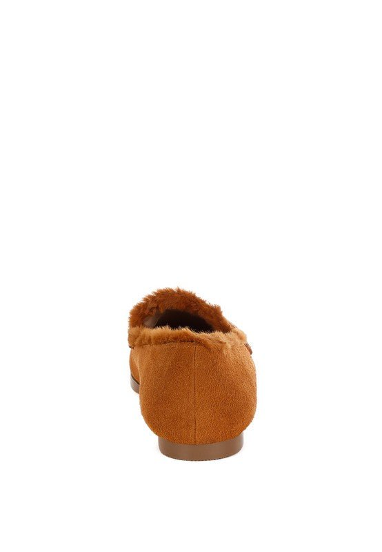 Ohrid Suede & Faux Fur Flat Loafers - Loving It Shop