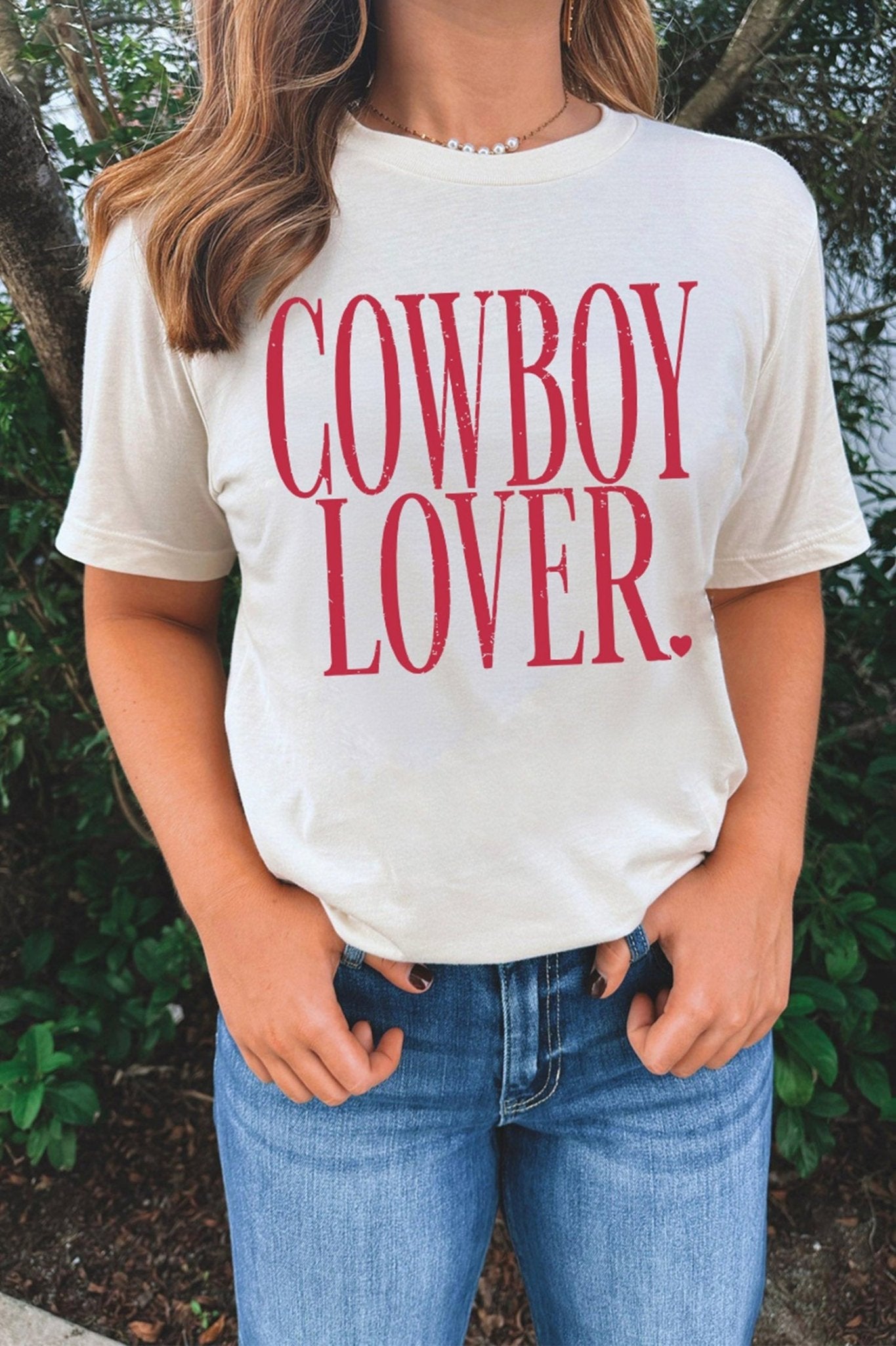 White COWBOY LOVER Lettering Graphic Tee - Loving It Shop