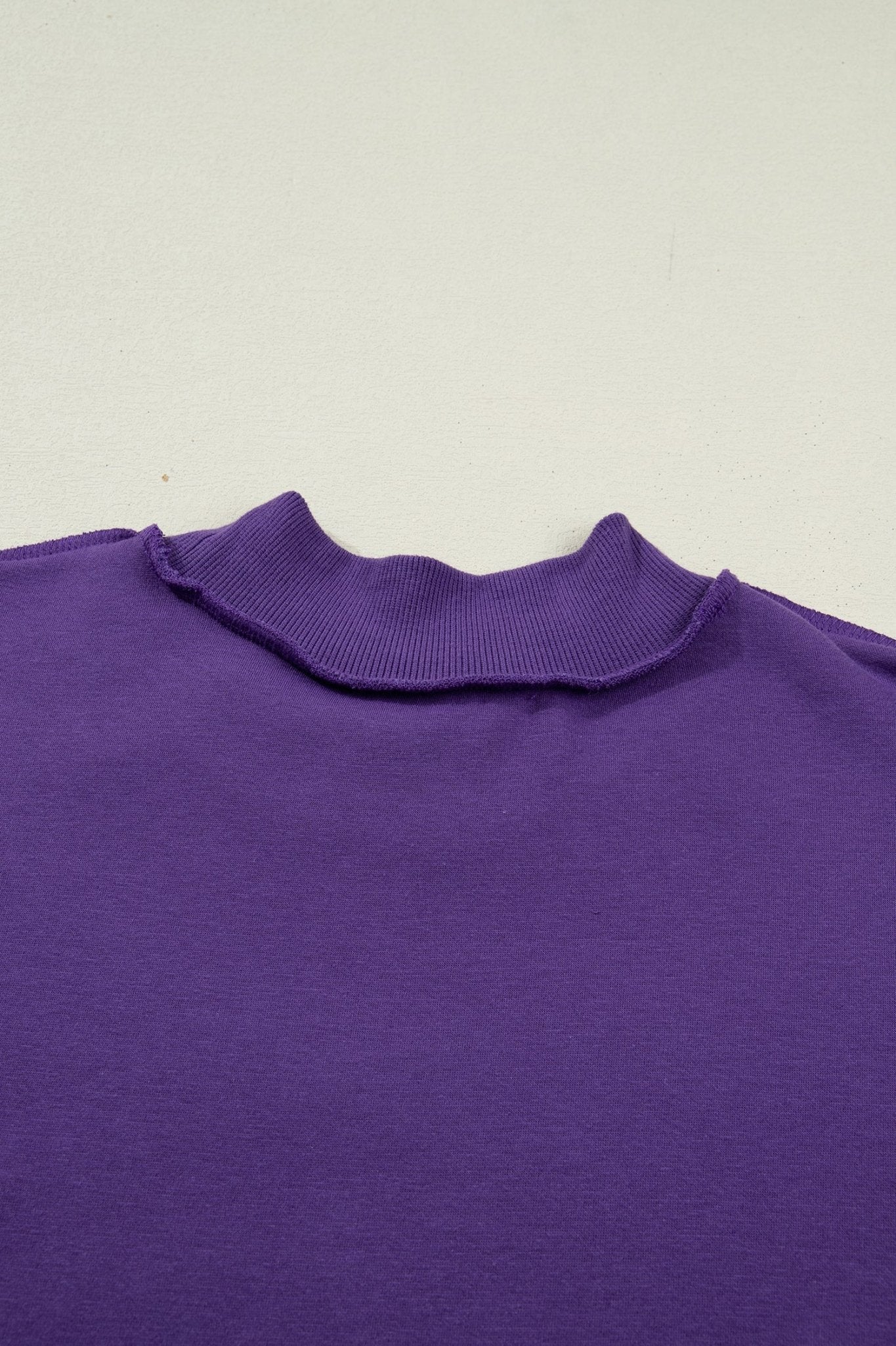 Tillandsia Purple Oversize Drop Shoulder Reversible Mock Neck Sweatshirt - Loving It Shop