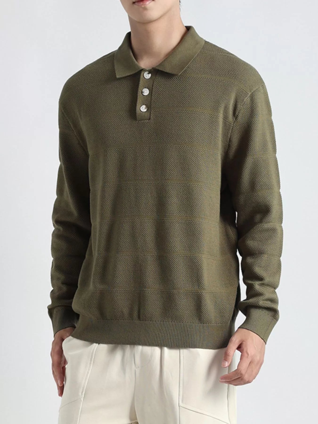 Men's Plus Size Button Detail Long Sleeve Knit Top - Loving It Shop